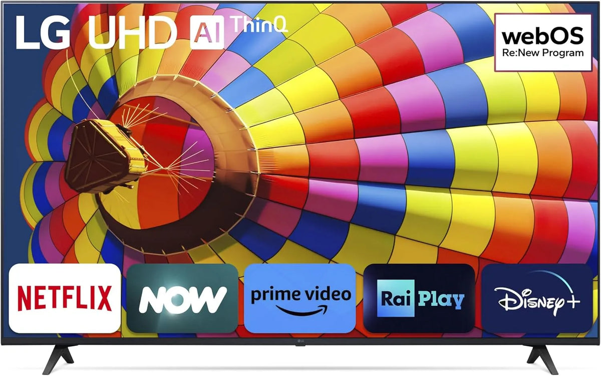 LG UT8000 Gen7 Smart TV, televisore, 4K UHD, HDR, webOS, HDMI, Wi-Fi, HDR10 Pro, UHD 65'', Serie 2024, 20W, 65 6LA, webOS 24, Processore α5, 3 HDMI