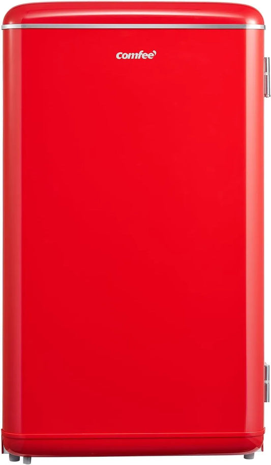 Frigorifero, 93 L, COMFEE' RCD93RE2EURT, rosso, Mini Frigo 93L Retrò Tavolo Silenzioso Rosso