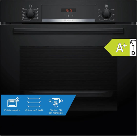 Bosch Serie 4 HBA534BB3 Forno elettrico, classe energetica A, nero, Bosch HBA534BB3 Serie 4 Forno con Pulizia Idrolitica