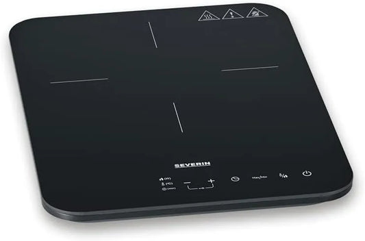 Severin Piano cottura elettrico, 2000 W, touch, timer, piastra elettrica, nero, 10 Livelli di Potenza, KP 1032, Touch Screen, Piano in Vetroceramica
