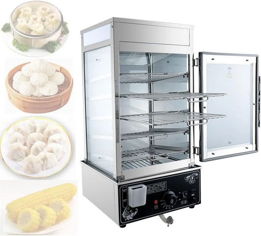 Forno elettrico, 1200 W, 30 a 110 °C, vapore, professionale, 2 zone di temperatura, acciaio inox, Armadio Scaldavivande Elettrico Da Tavolo a 5 Strati