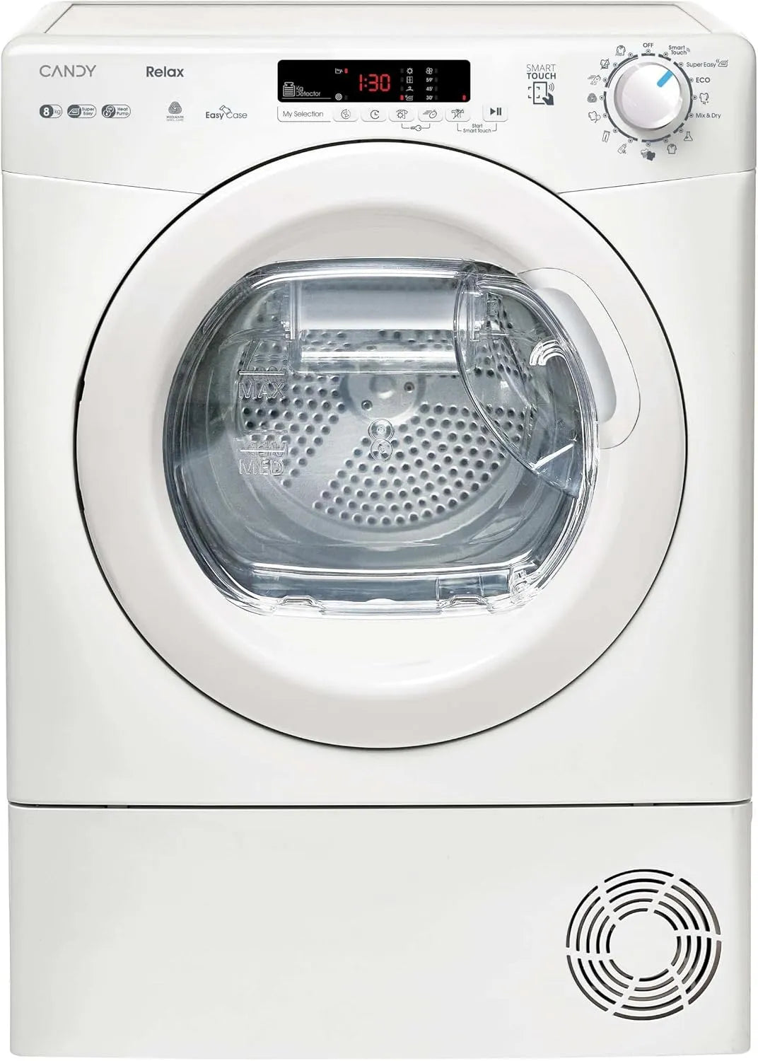 Candy EH8N1DE-S Asciugatrice, 8 kg, classe energetica E, bianco, 85 x 59, 6 x 60, Connettività NFC, Candy Smart CR EH8N1DE-S Asciugatrice a Pompa di