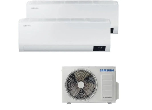 Samsung AJ040TXJ2KG/EU Condizionatore, 19 dB, classe energetica A, SAMSUNG LUZON CLIMATIZZATORE AJ040TXJ2KG/EU DUAL 9000+12000 BTU 19DB CLASSE A++