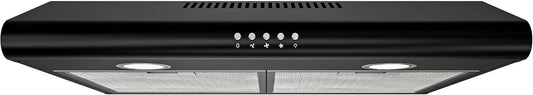 Cappa aspirante, 60 cm, 250 m3/h, cappa da cucina, 3 livelli, nero, Luce LED, 250m3, Cappa Sottopensile con Motore Brushless, Filtro Carbone