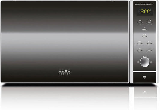 Caso 3in1 MCG30 Forno a microonde, 30 L, 2100 W, grill, acciaio inox, argento, funzione forno fino a 200°C, griglia per 2 livelli, base in vetro