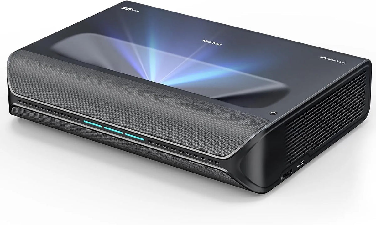 Proiettore, effetto 3D, HDR, 4K UHD, Dolby Vision & Atmos, HDR10, 2400 Lumen, Altoparlanti da 60W, 3D Attivo, HLG, NexiGo Aurora Pro, Adozione dello