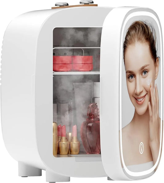Frigorifero DF01A, 4 L, portatile, 3 livelli, DF01A Mini Frigo da Camera, Basso Rumore, Raffreddamento e Riscaldamento, Camera da Letto, Ufficio e