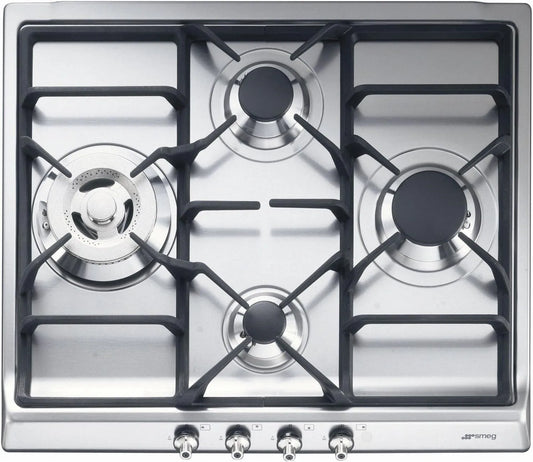 Smeg Ser60sgh3 Piano cottura a gas, 60cm, 4 fuochi, da incasso, acciaio inox, fornello a gas