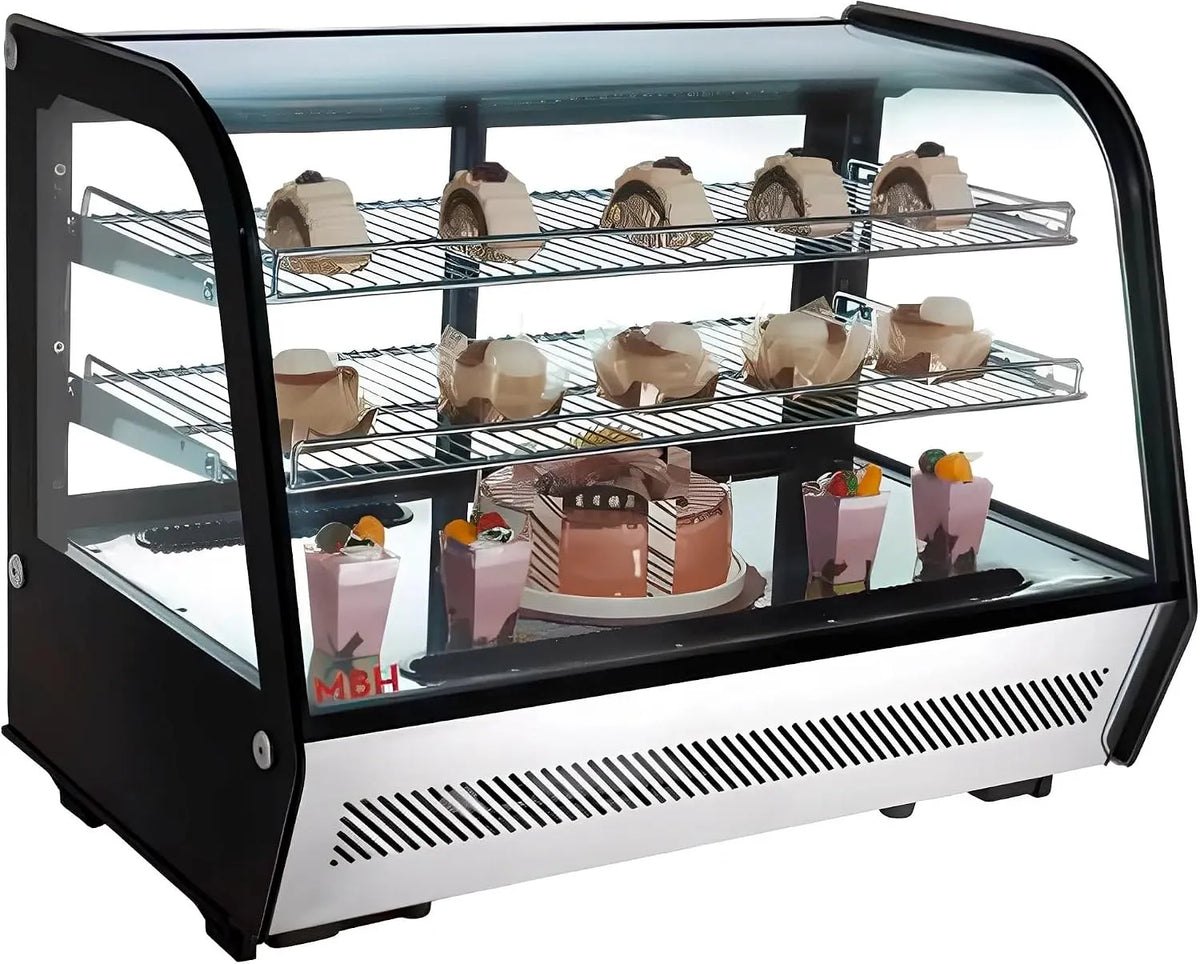 Frigorifero, 100 L, pasticceria, industriale, professionale, MBH, 100 litri, per la ristorazione. Frigorifero espositivo industriale da tavolo a 3