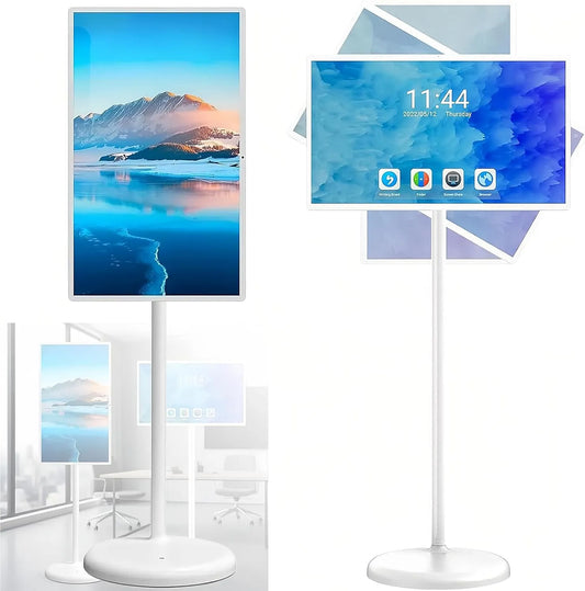 Monitor, portatile, ruote di trasporto, touch, Supporto TV Mobile, TV Wireless su Ruote, Rotazione Completa, con Telecomando, Batteria Integrata