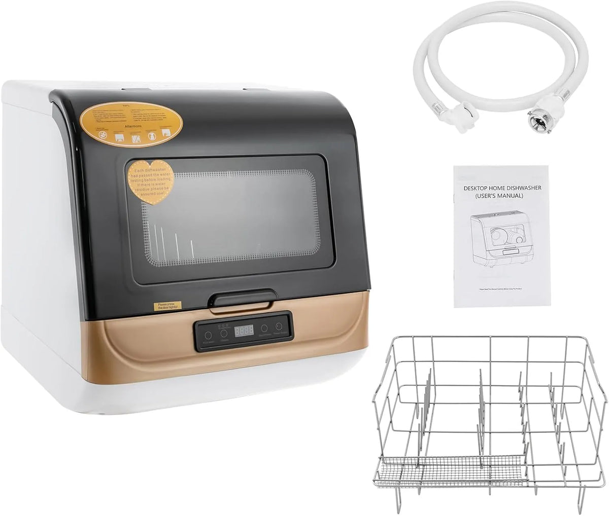 Lavastoviglie, 800 W, 3 programmi, spruzzatore a 360°, camper, oro, con 3 programmi per 12-20 piatti