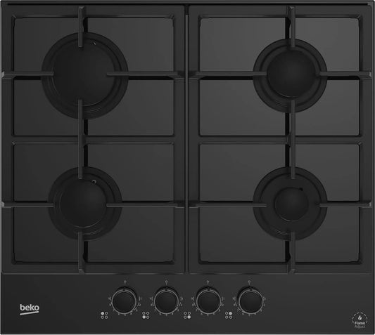 Beko HILG64325SDX Piano cottura a gas, 60x52 cm, 4 fuochi, fornello a gas, nero
