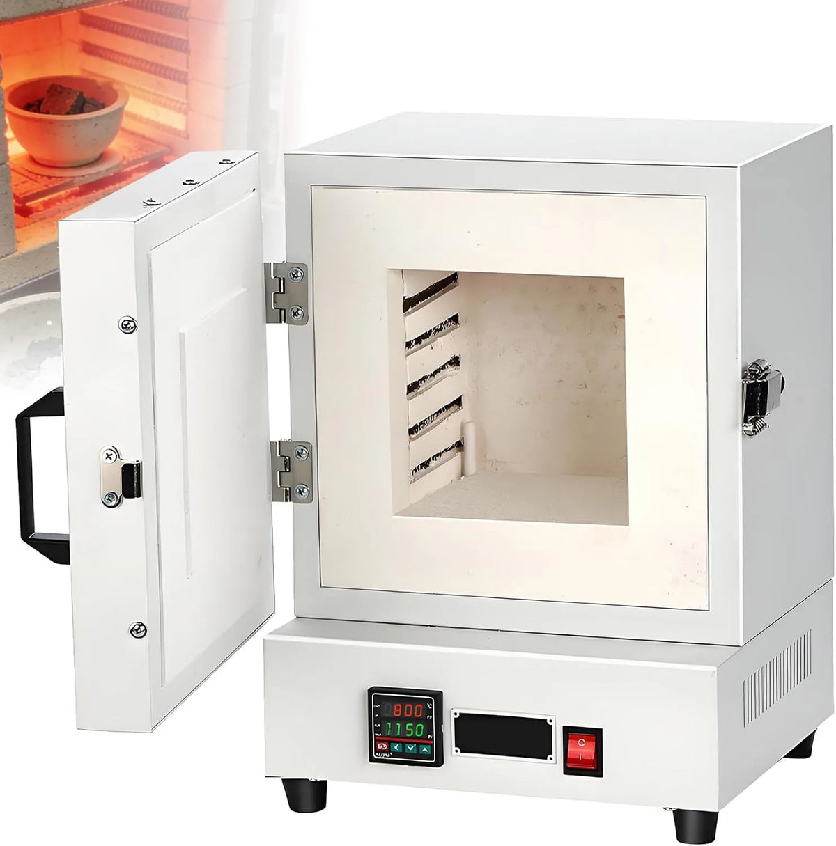Forno elettrico, 16×16×13, 8cm, Forno a Muffola da Laboratorio per Ceramica a 1150 °C, Forno di Cottura da Tavolo, Riscaldamento Quadrilatero per