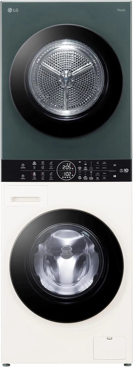 LG WT1210EGF TurboWash360 Lavatrice, 12 kg, classe energetica A, vapore, verde, LG WashTower WT1210EGF Colonna Bucato, Beige Green, Pannello Unico