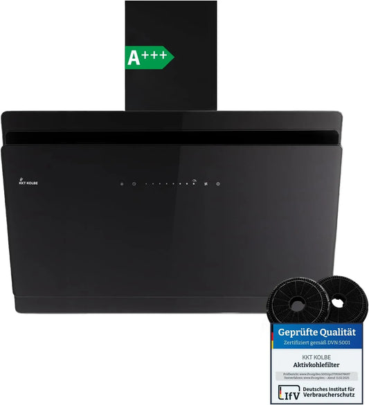 Cappa aspirante SOLO9005S, 90 cm, cappa da cucina, inclinata, montaggio a parete, nero