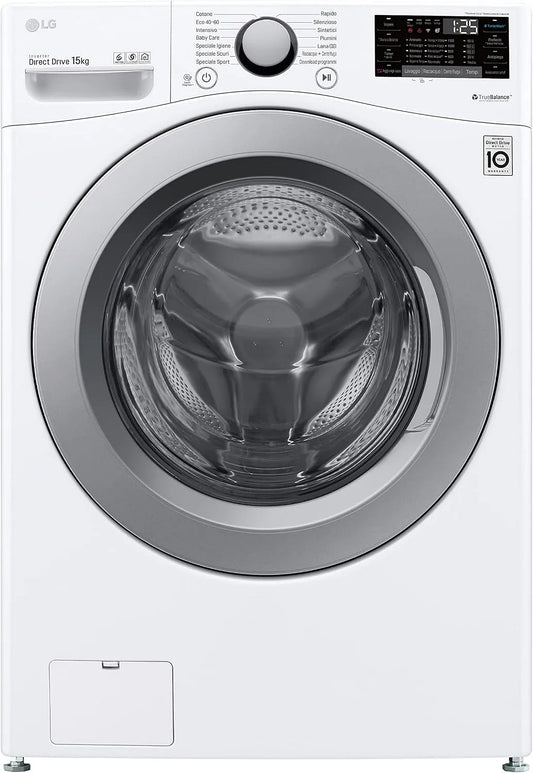 LG F1P1CN4WC Lavatrice, 15 kg, libera installazione, Wi-Fi, Inverter, bianco, 1100 giri, min, Smart Diagnosis, Serie P1, TurboWash, Bianca