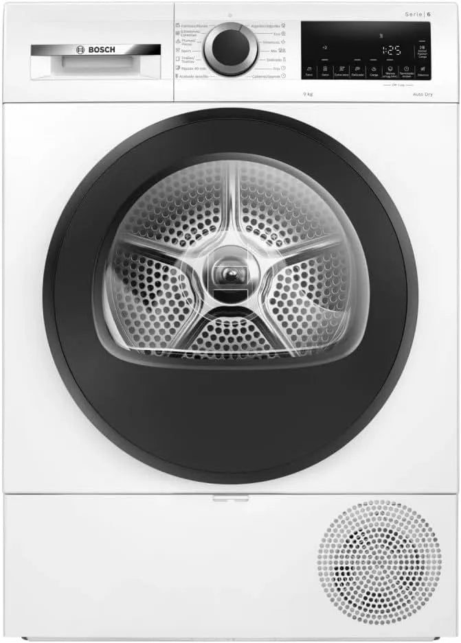 Bosch WQG24200ES Asciugatrice, 9 kg, bianco, Asciugatrice con pompa di calore, AutoDry, mezza carica, antirughe