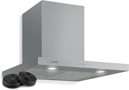 Klarstein Cappa aspirante, 60 cm, 640 m3/h, 64 dB, cappa da cucina, illuminazione LED, 3 velocità, montaggio a parete, display digitale, argento
