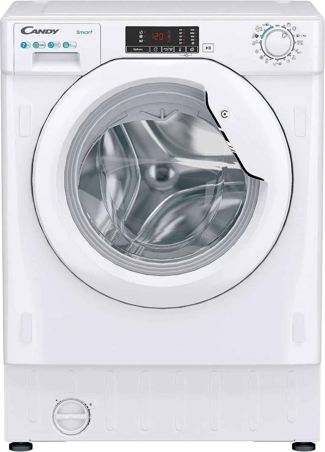 Candy 27D1E-S Lavatrice, 5 programmi, 7 kg, classe energetica D, Inverter, bianco, 60 W x 54 D x 82 H cm, 1200 rpm, CBW