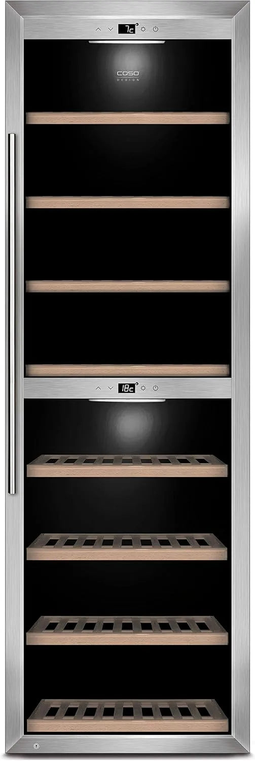 Caso WineComfort 1800 Smart Cantinetta vino, libera installazione, acciaio inox, nero, Acciaio inossidabile 180 bottiglia