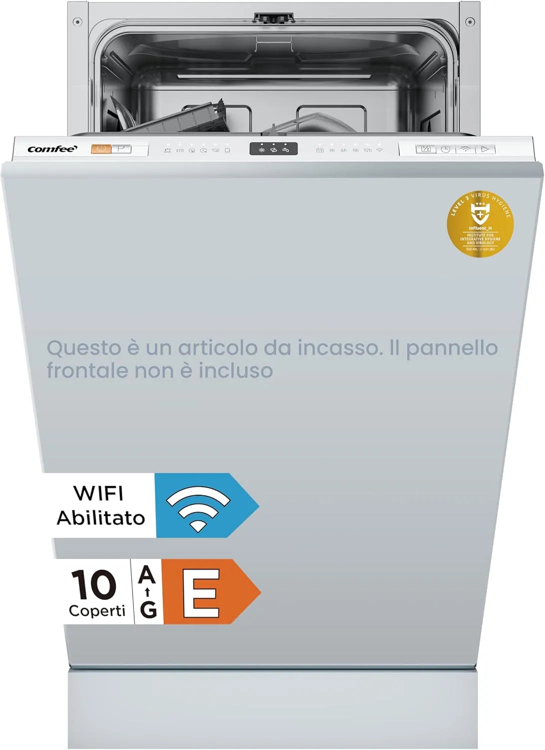 Lavastoviglie, 45 cm, 8 programmi, formato slim, da incasso, Wi-Fi, acciaio inox