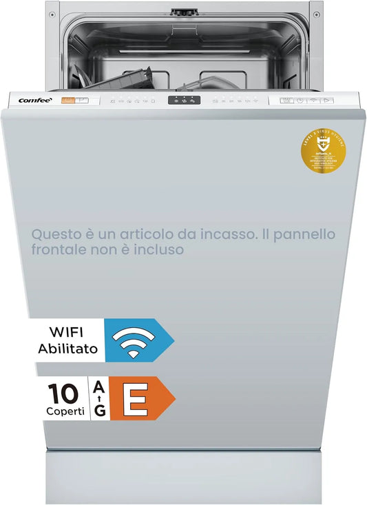 Lavastoviglie, 45 cm, 8 programmi, formato slim, da incasso, Wi-Fi, acciaio inox