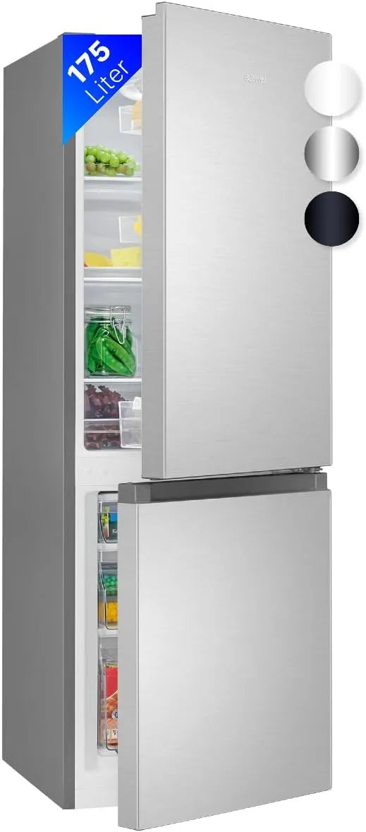 Bomann KG322-1-inox Congelatore, 175 L, 2 zone di temperatura, acciaio inox, freezer verticale, Bomann Réfrigérateur et congélateur 175L inox