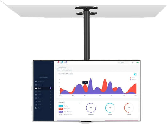 Monitor, 85 pollici, display LCD, Staffa di montaggio TV a soffitto regolabile, supporto TV inclinabile e ruotabile, sollevamento TV, adatto a TV da