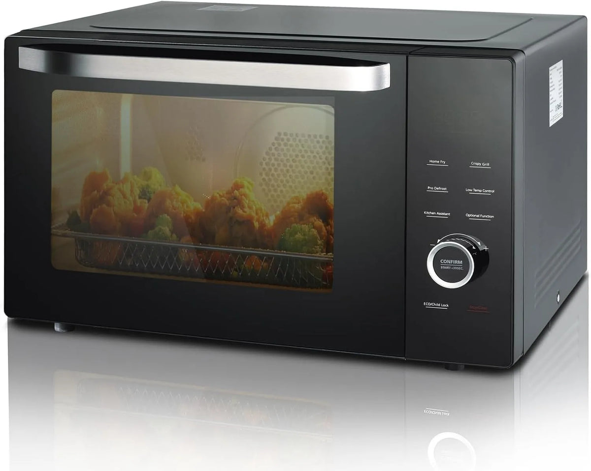 Forno a microonde, 1000/2400 W, acciaio inox, acciaio inossidabile, griglia da 2400 W, cottura a convezione, piatto girevole