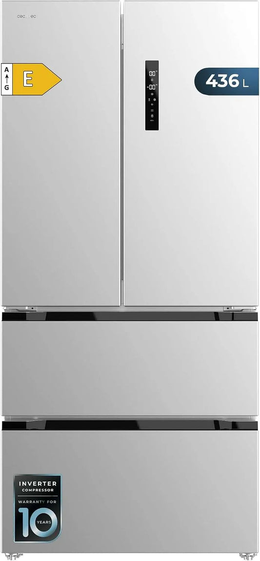 Cecotec Bolero CoolMarket FD 83.6x63.6x183cm Frigorifero, 463 L, classe energetica E, No Frost, Inverter, acciaio inox, Fast Cooling, Compressore