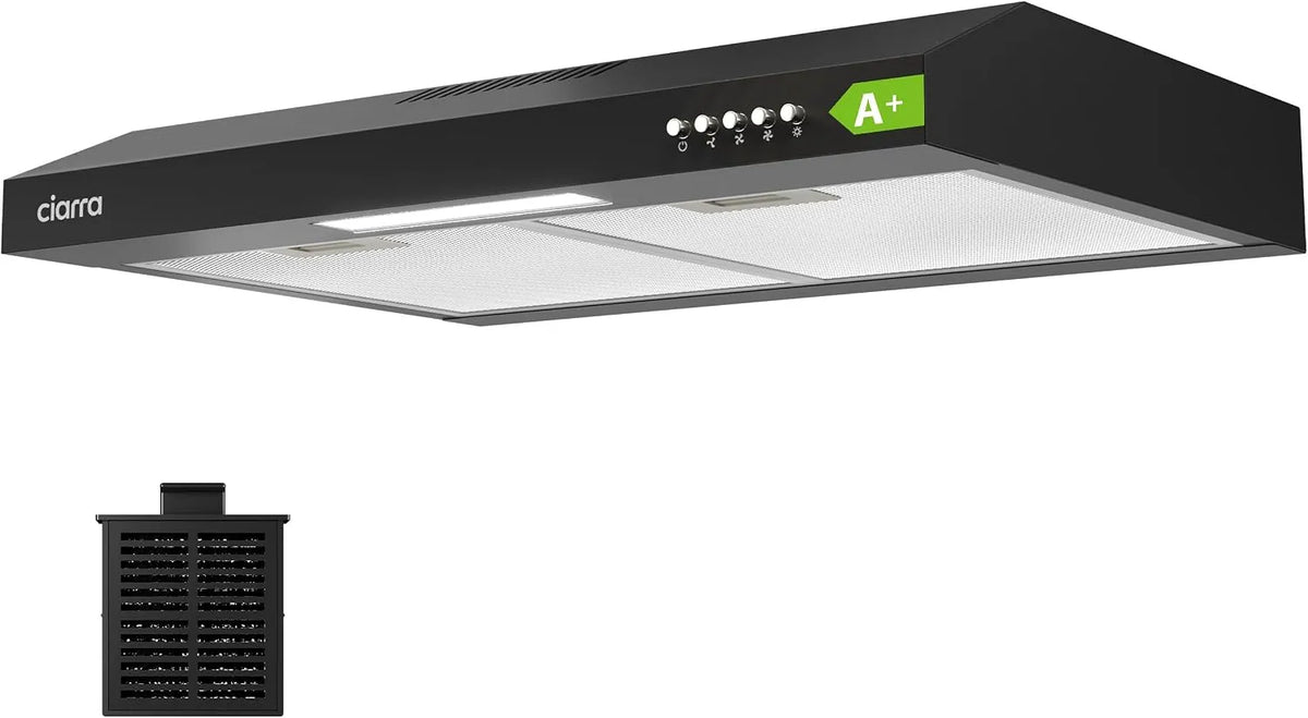CIARRA CBCB6903D Cappa aspirante, 60cm, 58 dB, classe energetica A, cappa da cucina, nero
