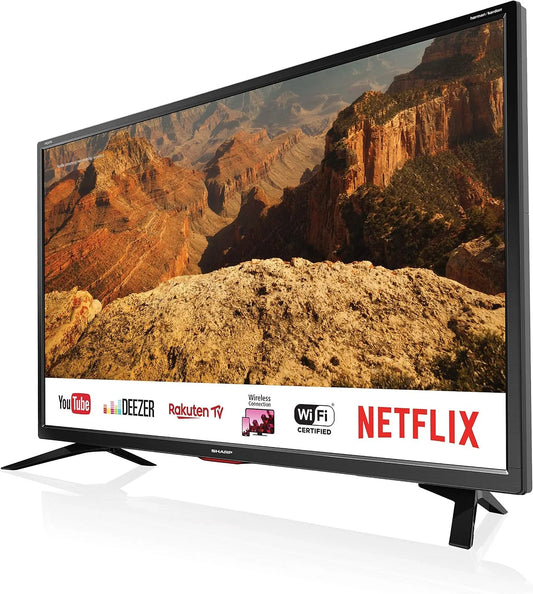 Sharp LC-32BC5E 3xHDMI Smart TV, 32 pollici, 1366 × 768, classe energetica A, 3 HDMI, 2 USB, televisore, Wi-Fi, DVB-T2, nero, 2019, 2xUSB, Sharp Aquos