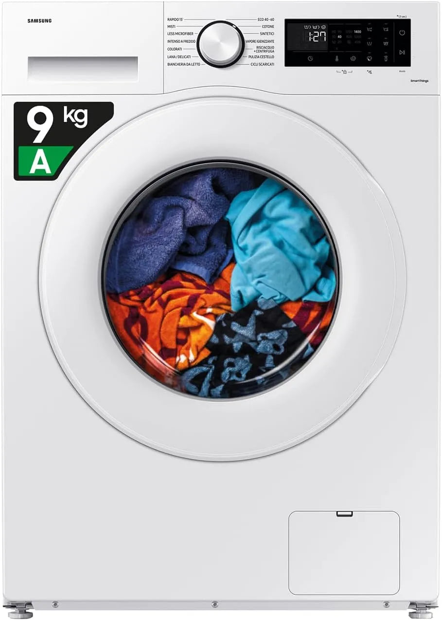 Samsung WW90CGC04DTEET 85h Lavatrice, 60 L, 9 kg, libera installazione, Wi-Fi, tecnologia AI Ecobubble, vapore, 60l x 85h x 55p cm, Wifi