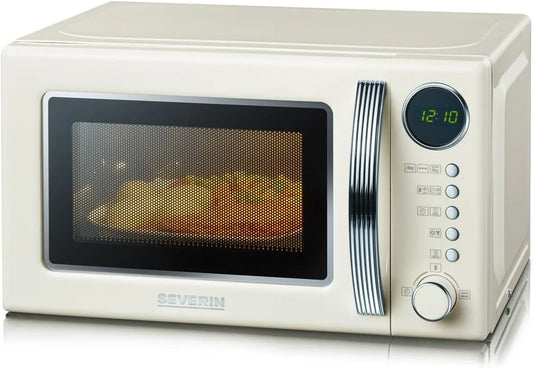 Severin Forno a microonde, 20 L, 700/1000 W, 8 programmi, grill, timer, display digitale, Crema