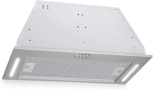 Klarstein Cappa aspirante, 60 cm, 590 m3/h, 61 dB, cappa da cucina, da incasso, acciaio inox, argento, Potenza: 190 Watt in 3 Fasi, LED