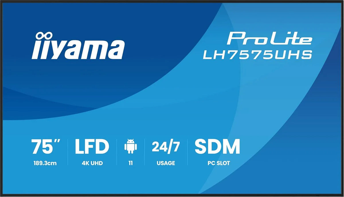 190 Cm, Prolite, 75', Diagonalklasse, 189.3 Cm, 74.5', Iiyama Prolite Lh7575uhS-B2ag - 190 Cm
