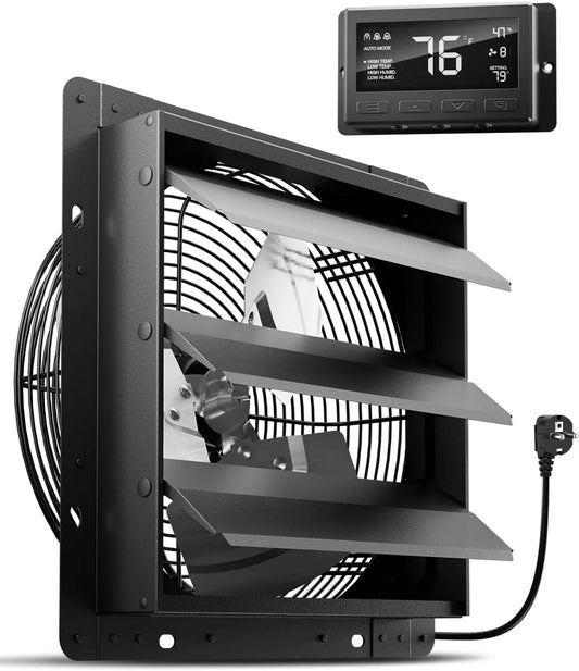Ventilatore, 1650 m3/h, montaggio a parete, industriale, motore EC per cantina, con regolatore di temperatura e umidità, garage, cucina, serra