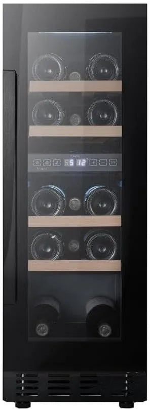 Cantinetta vino 30D, 18 bottiglie, 2 zone di temperatura, da incasso, nero, un display elettronico, silenzioso