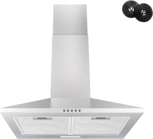 Dell CC110 Cappa aspirante, 60 cm, cappa da cucina, montaggio a parete, 3 livelli, acciaio inox, con filtro ai carboni attivi CC110