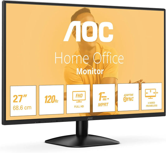 Dell 27B31H Monitor, 27 pollici, 1920 × 1080, 120 Hz, Full HD, pannello IPS, HDMI, nero, 27 inch FHD IPS, 100 Hz, 1x D-Sub, AOC, sincronizzazione