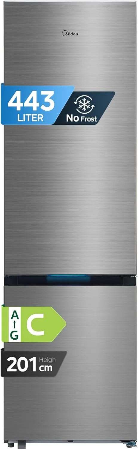 Frigorifero combinato, 442 L, Midea MERB445MIC46, No Frost, frigo con congelatore, Space Master