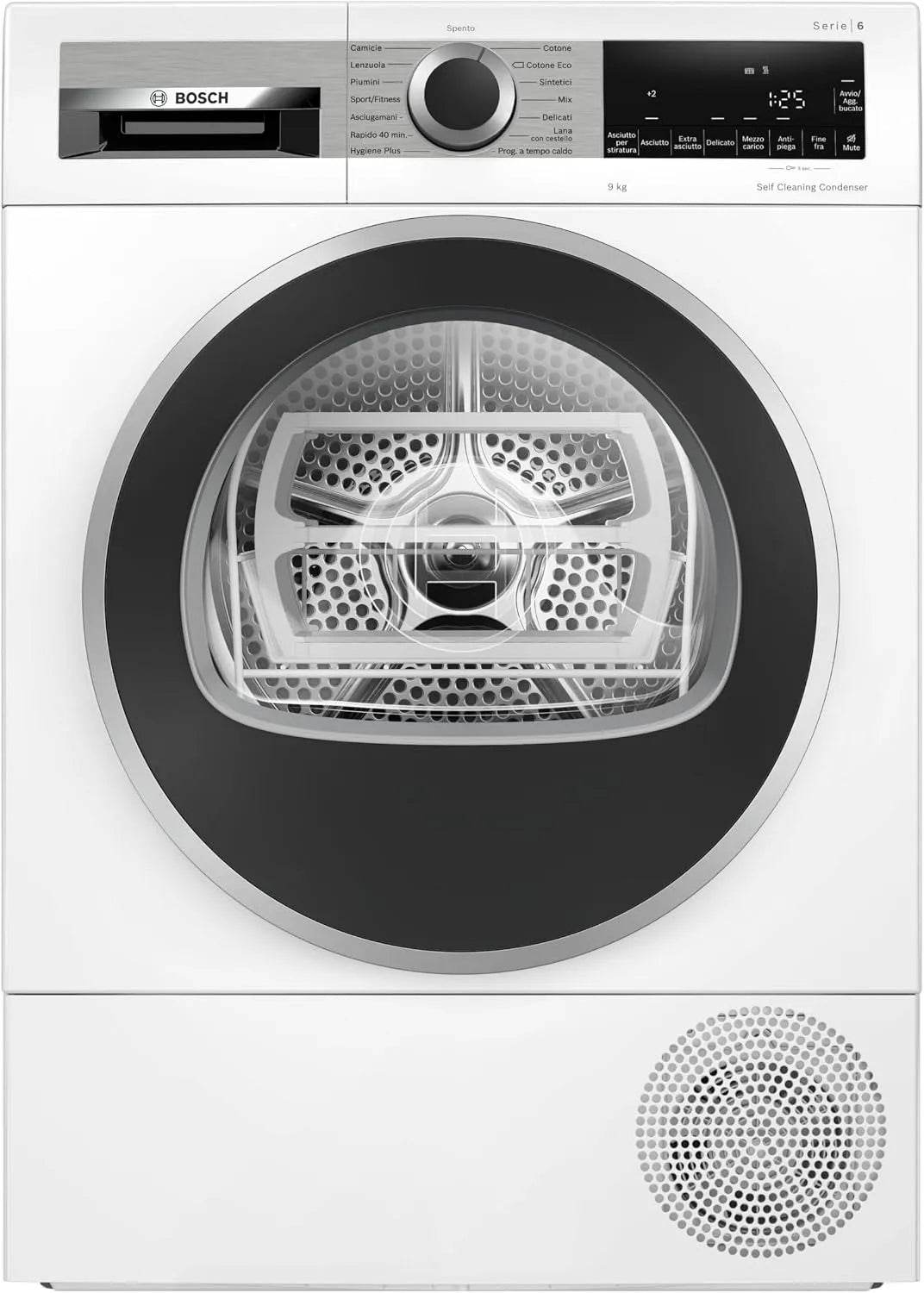 Bosch Serie 6 WQG245D0IT Asciugatrice, 9 kg, classe energetica C, bianco, Bosch WQG245D0IT Serie 6 Asciugatrice a pompa di calore 9kg Bianco Classe C