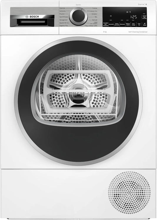 Bosch Serie 6 WQG245D0IT Asciugatrice, 9 kg, classe energetica C, bianco, Bosch WQG245D0IT Serie 6 Asciugatrice a pompa di calore 9kg Bianco Classe C