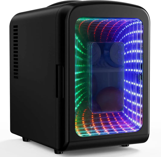 Frigorifero portatile 4L, 4 L, auto, mini frigo portatile, Antarctic Star Mini Frigorifero Compatto con Luce di Gioco 4L, 6 Lattine, Ufficio e Camera