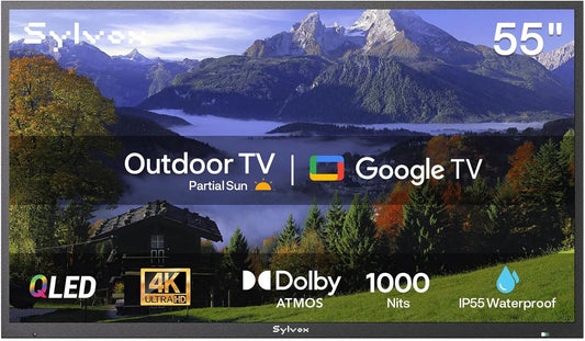 Google 1000Nits Smart TV, 55 pollici, televisore, 4K UHD, QLED, esterno, IP65, IP55 Impermeabile