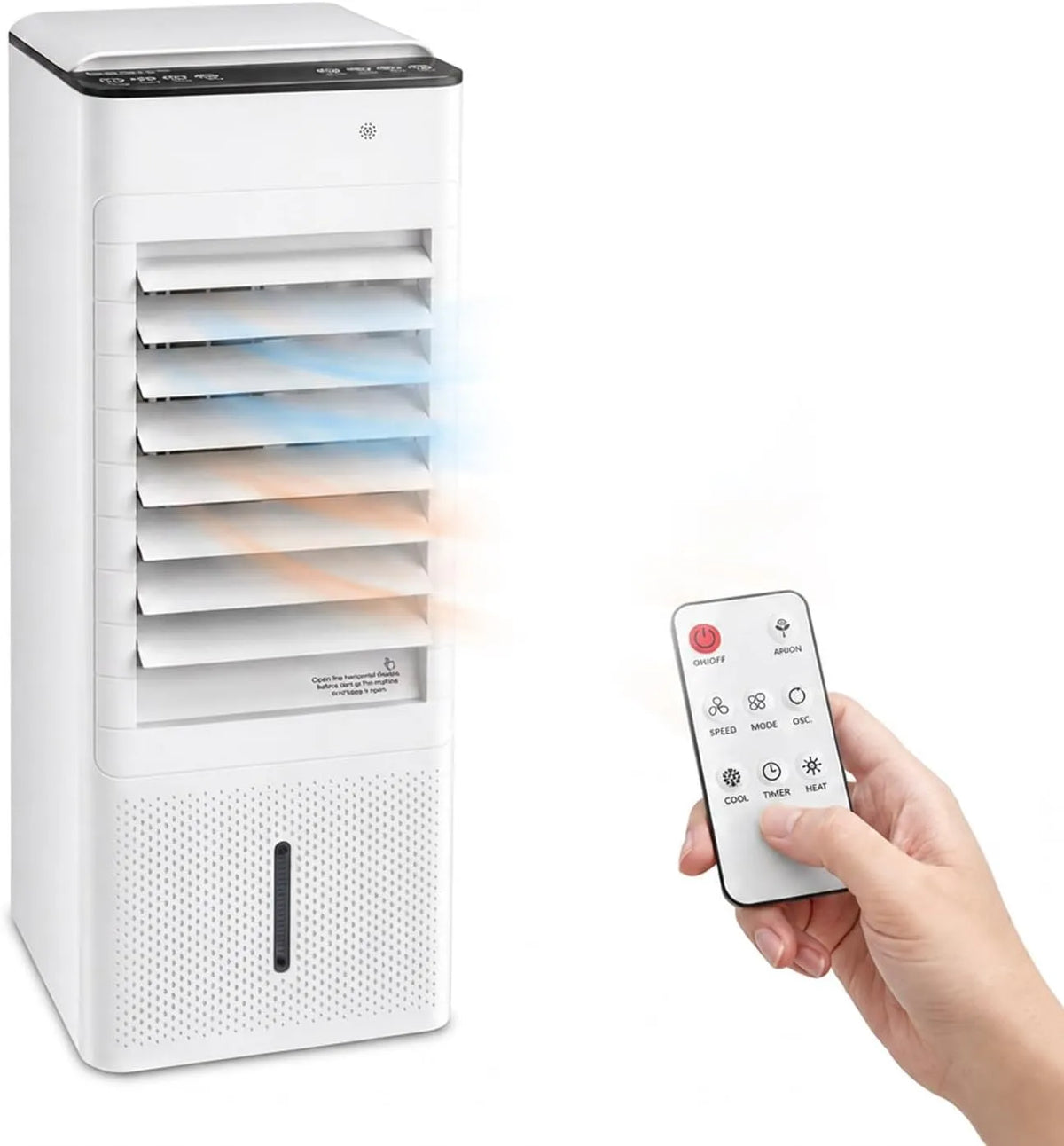 Raffreddamento, Portatile 2-in-1 da 7L 80, 2000W: Riscaldamento, d'Aria, Timer 12h, Climatizzatore 2-in-1 80, 2000W, 4 Rotelle, 3 Velocità