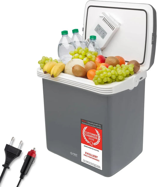 Frigorifero portatile 12V/230V, 32 L, 12 V, auto, campeggio, mini frigo portatile, grigio, Camping e Viaggi, TZS First Austria