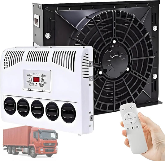 Condizionatore 12V/24V Black-24V, 12 V, nero, unità di climatizzazione Split per Camper - Condizionatore d'Aria per Cabina Camion 12V/24V Kit di