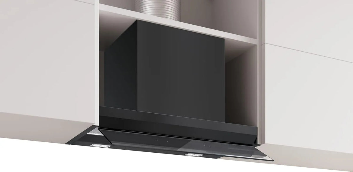 Cappa aspirante Serie 6 DBB67DP60, 60 cm, cappa da cucina, nero, cappa di design integrato, nero opaco