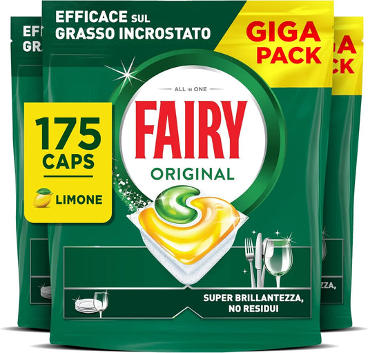 Lavastoviglie, 175 Caps, Limone, Fairy Original Pastiglie Lavastoviglie Tutto in Uno
